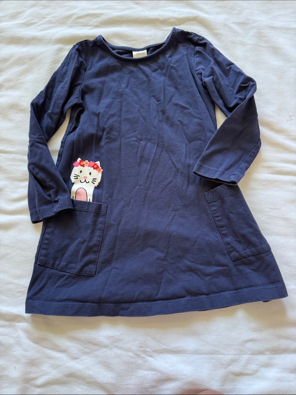 Hanna Andersson Navy Blue Long-Sleeve Pocket Dress